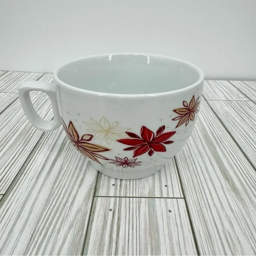 Starbucks holiday 2013 poinsettias snowflake coffee tea cup mug large 20 oz